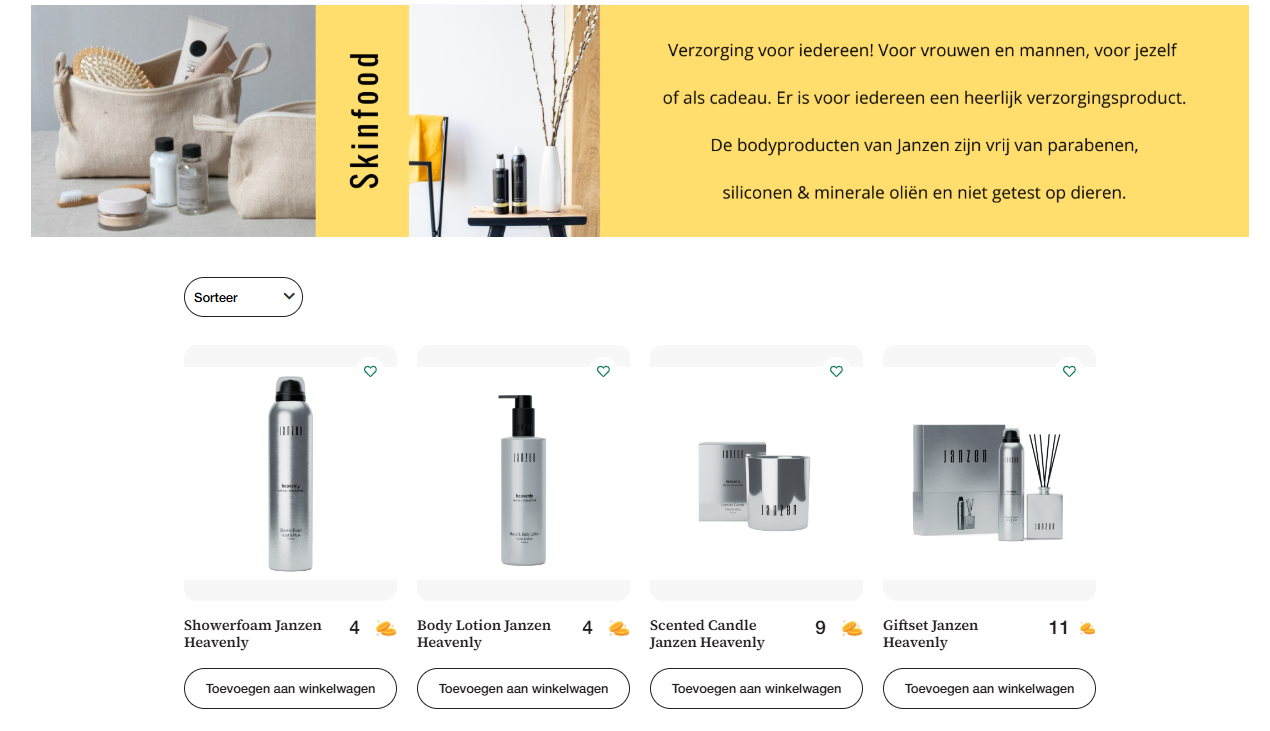 Productpagina in de online shop