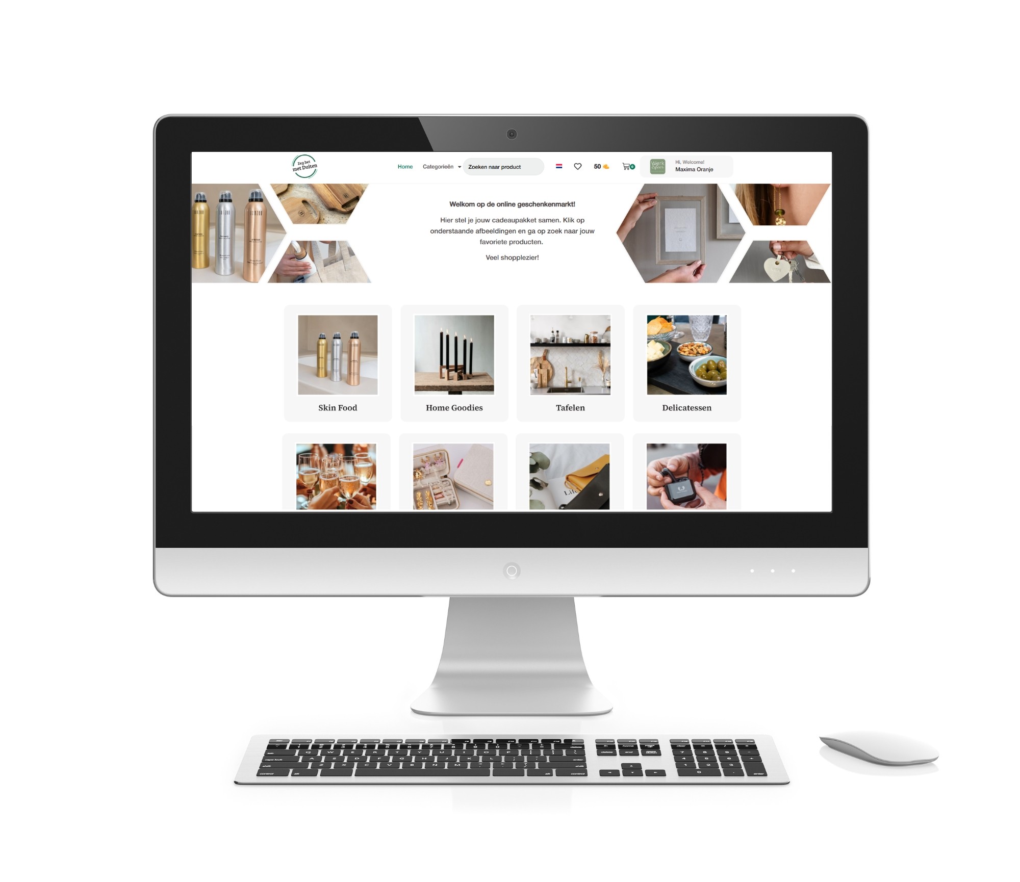 Online geschenkenmarkt op laptop